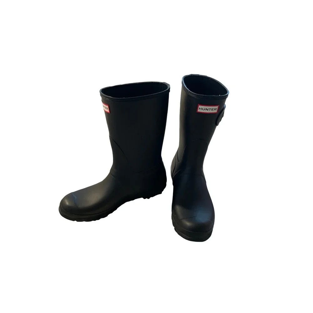 Hunter Original Short Boot Matte Black Waterproof Rain Boots Size 9